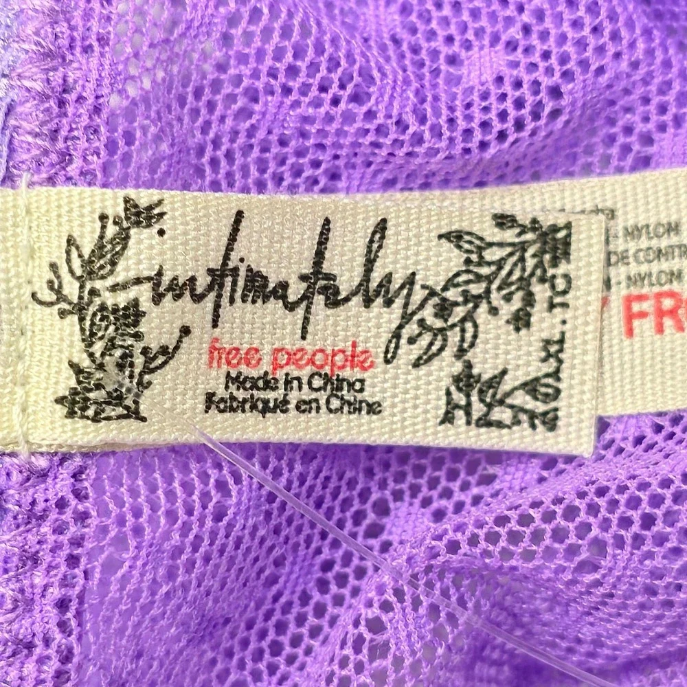 Free People Women Sheer Mesh Lace Trim Bikini Panty Violet XL Underwear NWT